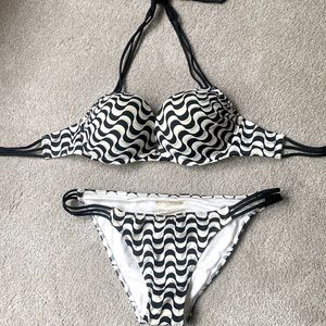 Victoria’s Secret Bombshell swim bikini - adds 2 cups black white gold. M & 34C